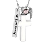 White Stainless Cross Cremation Jewelry Urn - Love Charms Option
