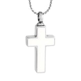 White Stainless Cross Cremation Jewelry Urn - Love Charms Option
