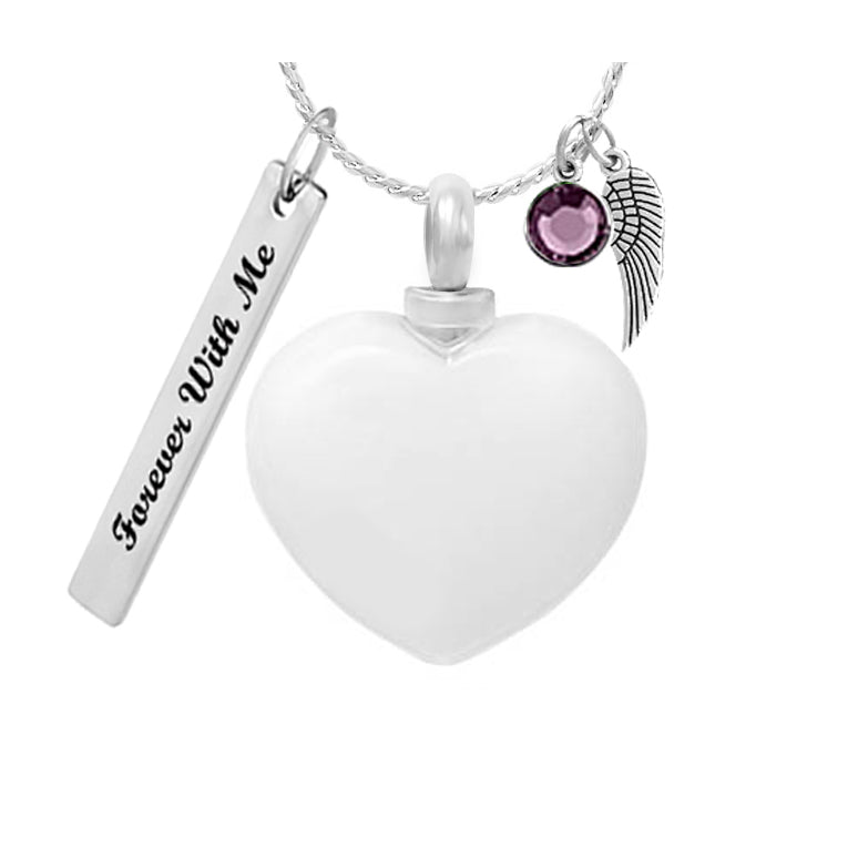 White Heart Cremation Jewelry Urn - Love Charms™ Option