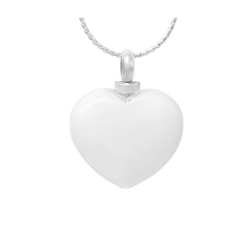 White Heart Cremation Jewelry Urn - Love Charms™ Option