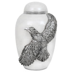 Soaring Eagle White Adult Urn - Pro Laser Engraving - Burial Vault Option