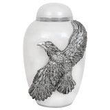 Soaring Eagle White Adult Urn - Pro Laser Engraving - Burial Vault Option