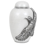 Soaring Eagle White Adult Urn - Pro Laser Engraving - Burial Vault Option