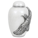 Soaring Eagle White Adult Urn - Pro Laser Engraving - Burial Vault Option