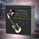 White Electric Guitar Wood Adult Cremation Urn - Miniature Guitar - Photo Option