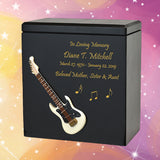 White Electric Guitar Wood Adult Cremation Urn - Miniature Guitar - Photo Option