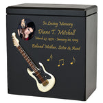 White Electric Guitar Wood Adult Cremation Urn - Miniature Guitar - Photo Option