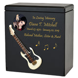 White Electric Guitar Wood Adult Cremation Urn - Miniature Guitar - Photo Option