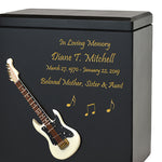 White Electric Guitar Wood Adult Cremation Urn - Miniature Guitar - Photo Option