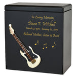 White Electric Guitar Wood Adult Cremation Urn - Miniature Guitar - Photo Option