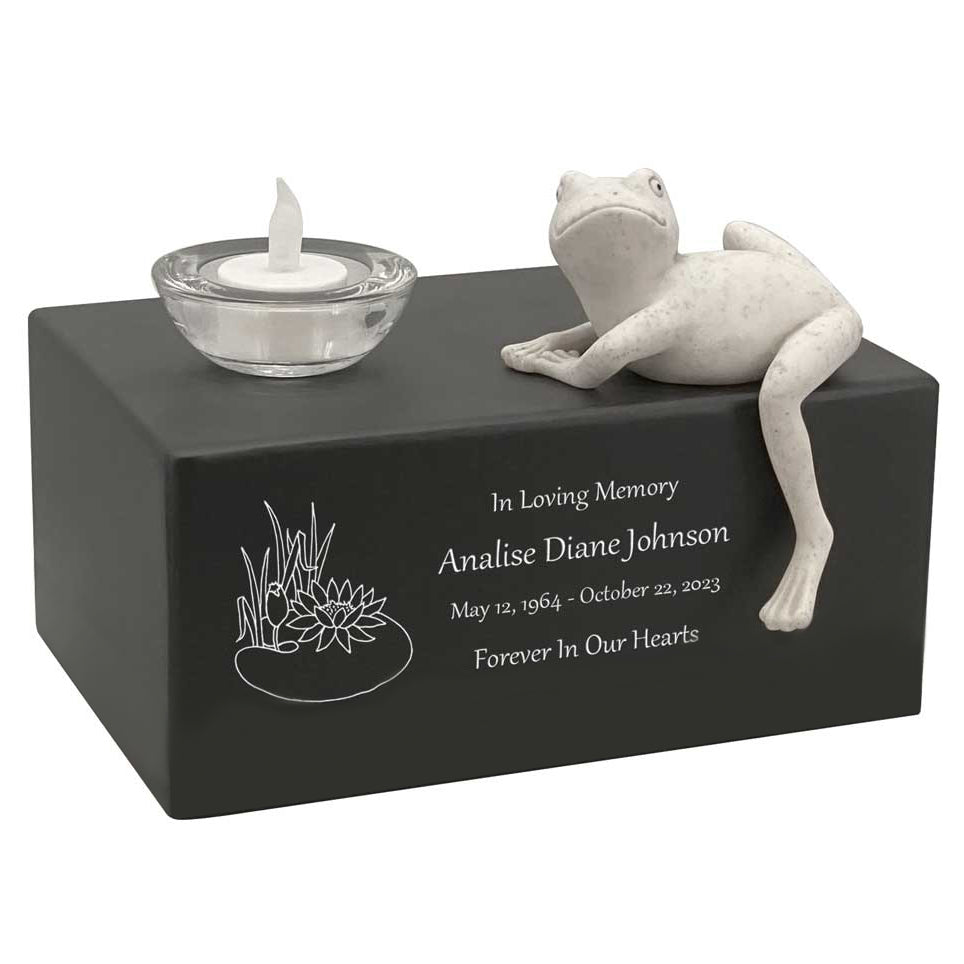 Frog at the Lily Pond Adult Cremation Urn - Free Engraving