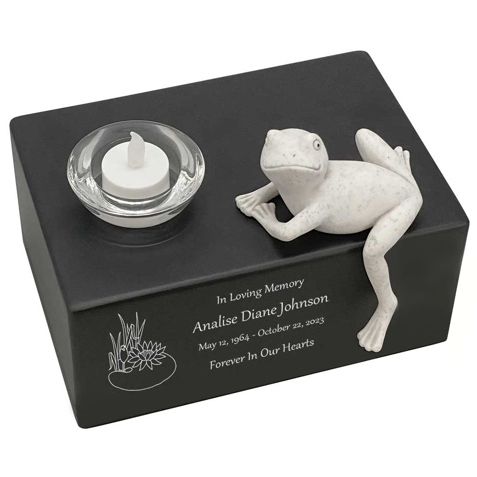 Frog at the Lily Pond Adult Cremation Urn - Free Engraving