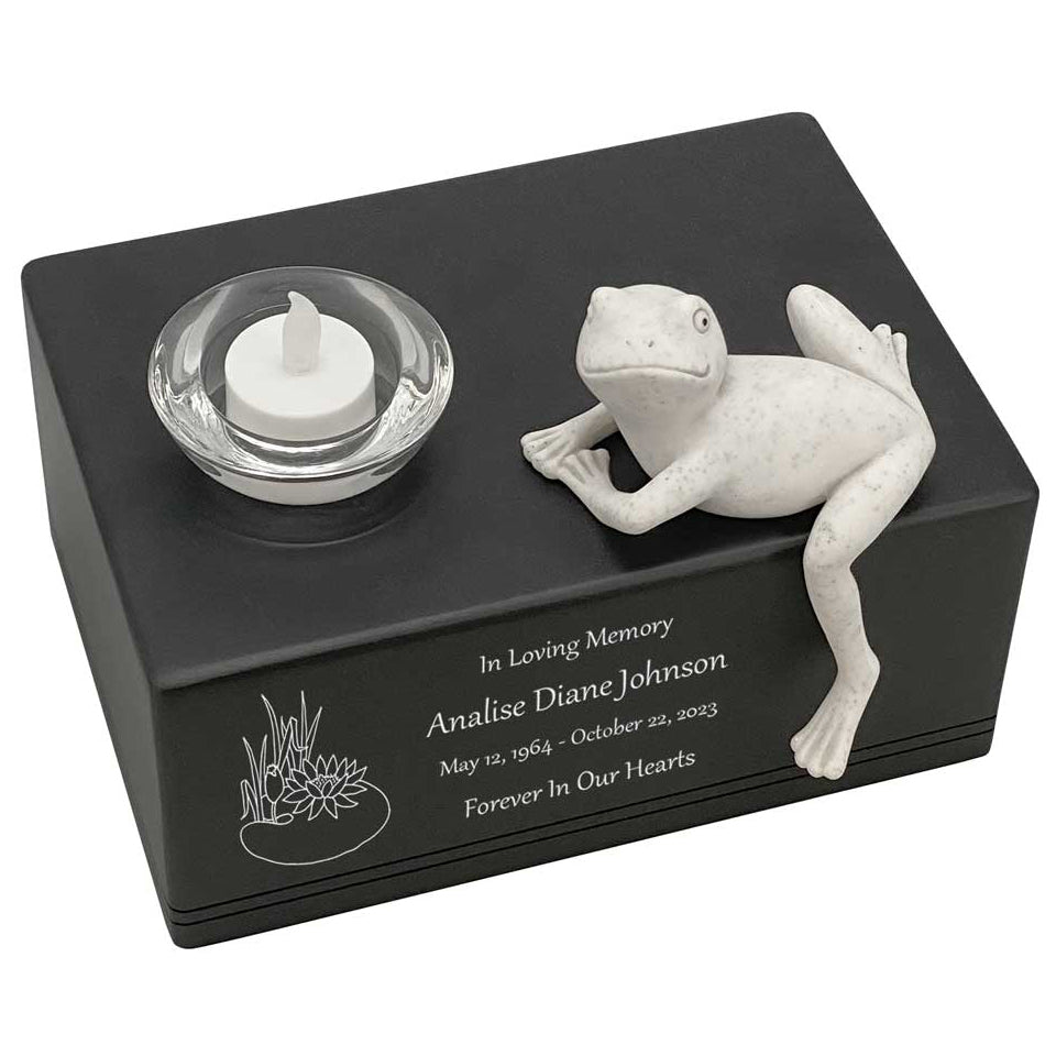 Frog at the Lily Pond Youth Cremation Urn