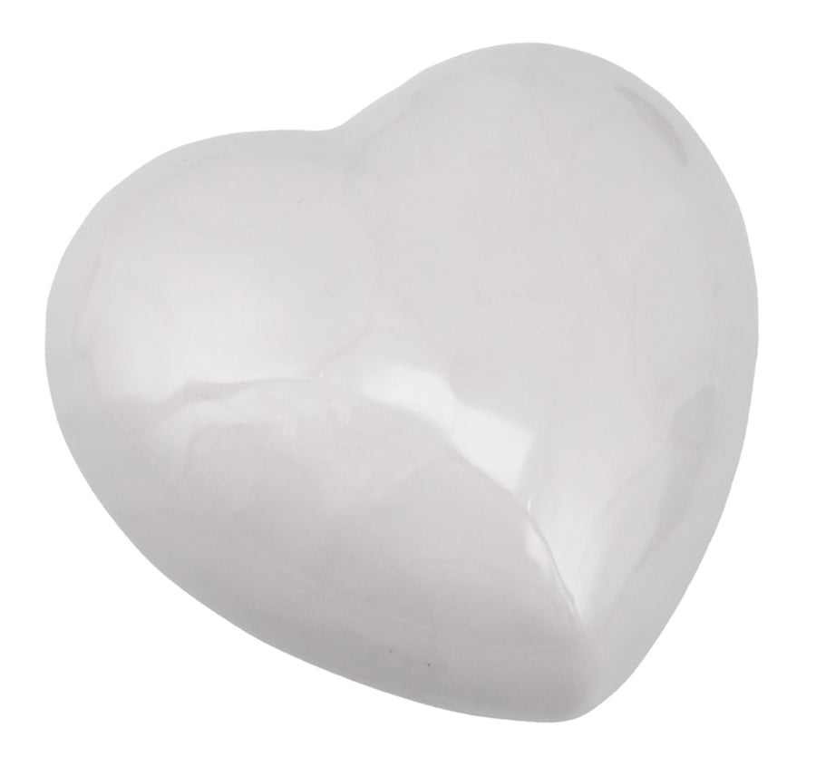 White Swirl Engraved Heart Keepsake Urn - Stand Option