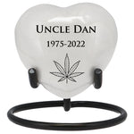 White Swirl Engraved Heart Keepsake Urn - Stand Option