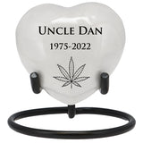 White Swirl Engraved Heart Keepsake Urn - Stand Option