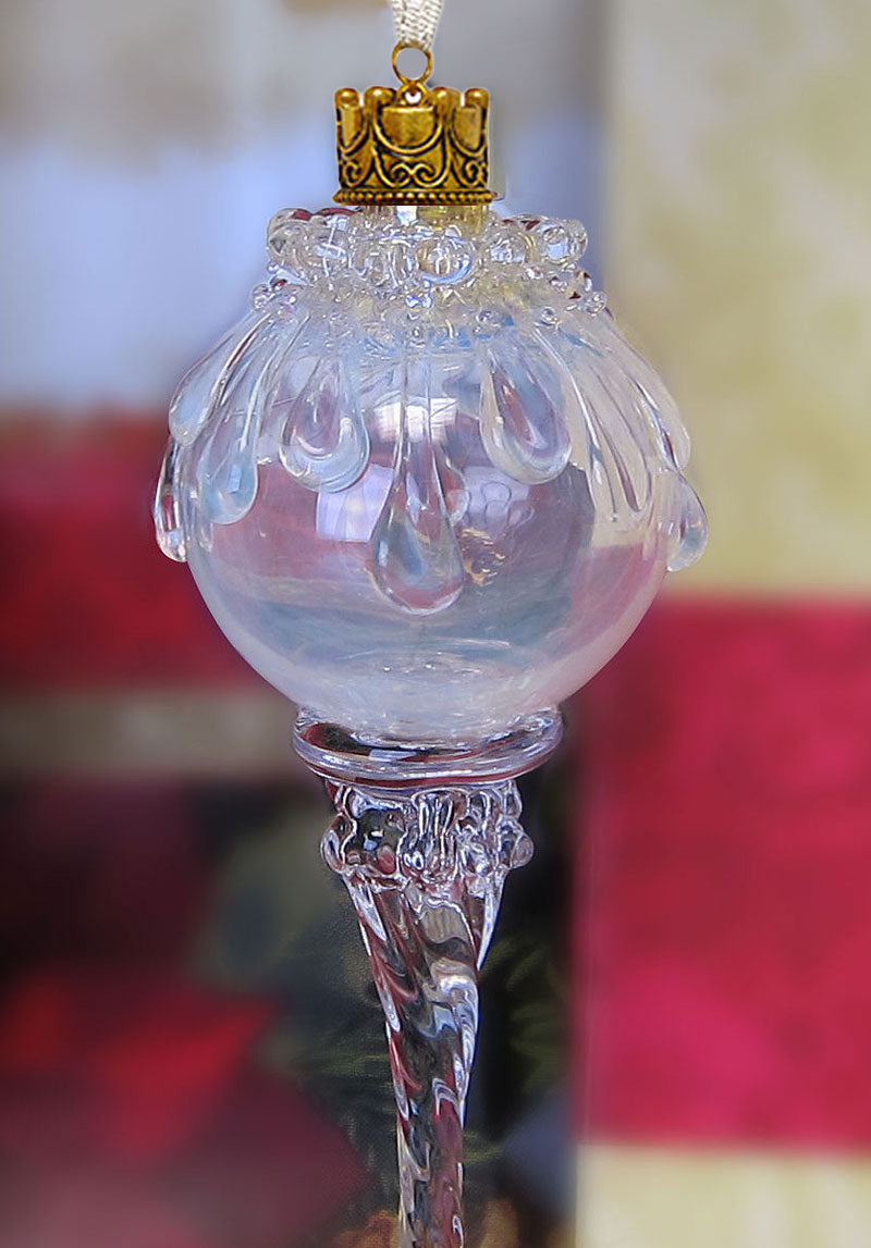 White Snowball Icicle Ornament Keepsake - Love Charms® Option