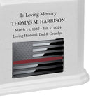Thin Red Line Firefighter Monarch White Granite Adult Cremation Urn