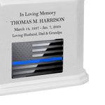 Thin Blue Line Police Monarch White Granite Adult Cremation Urn