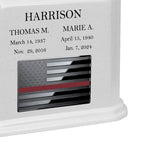 Thin Red Line Firefighter Monarch Companion White Granite Urn ~ For Two Cremation Urn