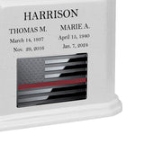 Thin Red Line Firefighter Monarch Companion White Granite Urn ~ For Two Cremation Urn