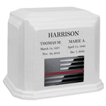Thin Red Line Firefighter Monarch Companion White Granite Urn ~ For Two Cremation Urn