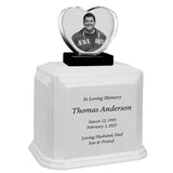 3D Heart Crystal White Monarch Granite Extra Large Adult Urn