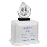 Monarch Companion White Marble 3D Diamond Crystal Urn - For Two