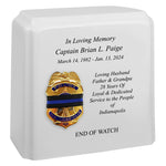 Police Badge Blue Line Mourning Band Granite Adult Cremation Urn - Free Engraving