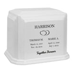 Monarch Companion White Marble 3D Diamond Crystal Urn - For Two