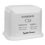 Monarch Companion White Marble 3D Diamond Crystal Urn - For Two