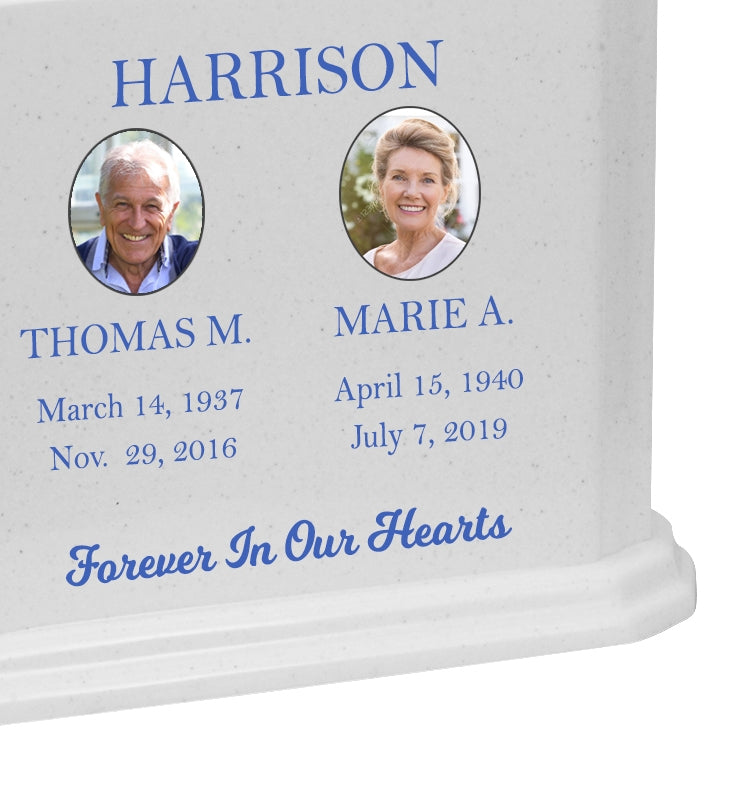 Monarch Companion Photo Options White Granite ~ For Two Cremation Urn