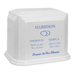 Monarch Companion White Marble 3D Diamond Crystal Urn - For Two
