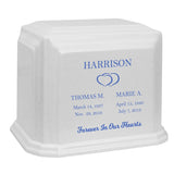 Monarch Companion White Marble 3D Diamond Crystal Urn - For Two