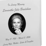 White Granite Photo Adult Urn - Full Color or Black & White Picture Urn - Free Burgundy Bag