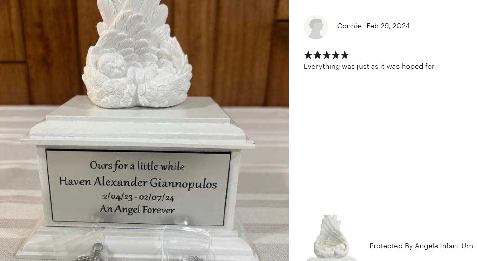 In Loving Arms Infant Urn - Baby Angel Urn For Infants