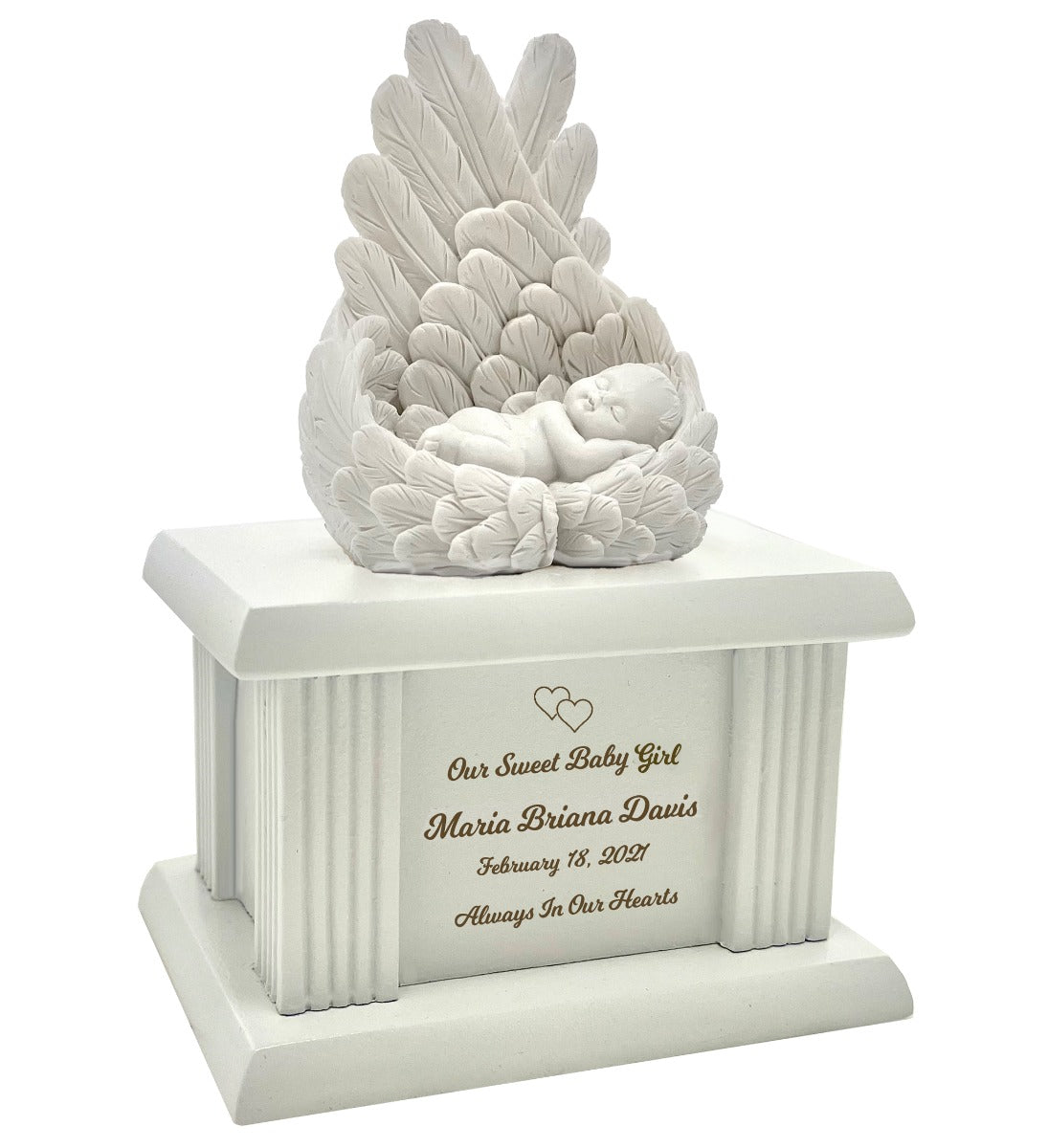 New Born Infant Angel Column Urn - Baby Girl or Boy Urn For Infants