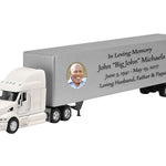 Trailer Cremation Urn & Peterbilt 387 White Truck Décor