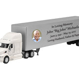 Trailer Cremation Urn & Peterbilt 387 White Truck Décor