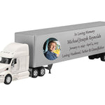 Trailer Cremation Urn & Peterbilt 387 White Truck Décor