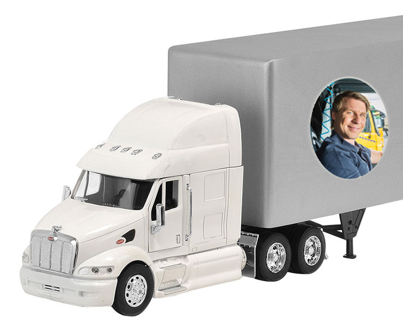 Trailer Cremation Urn & Peterbilt 387 White Truck Décor