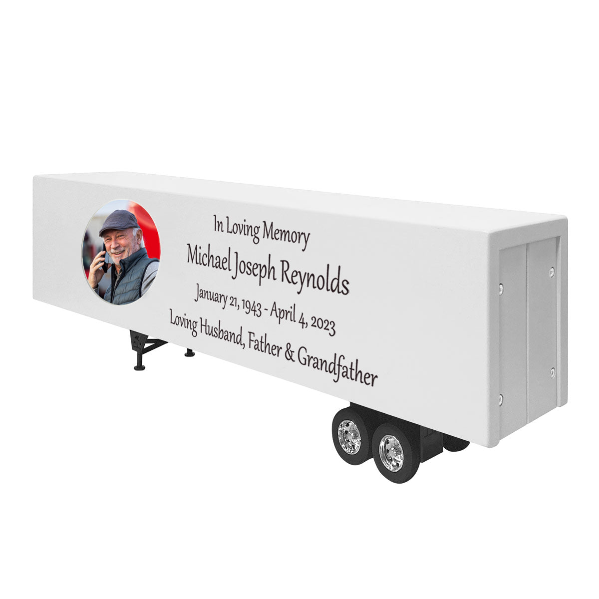 Trailer Cremation Urn & Peterbilt 389 Silver Truck Sleeper Décor