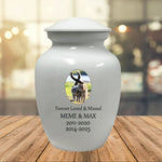 White Pet Urn - Free Photo & Engraving - Tribute Wreath® Option - Fast Shipping
