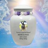 White Pet Urn - Free Photo & Engraving - Tribute Wreath® Option - Fast Shipping