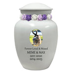 White Pet Urn - Free Photo & Engraving - Tribute Wreath™ Option - Fast Shipping