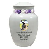White Pet Urn - Free Photo & Engraving - Tribute Wreath™ Option - Fast Shipping