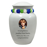 White Child Urn - Free Photo & Engraving - Tribute Wreath® Option - Fast Shipping