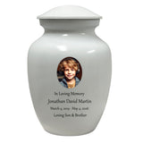 White Child Urn - Free Photo & Engraving - Tribute Wreath® Option - Fast Shipping