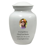 White Child Urn - Free Photo & Engraving - Tribute Wreath® Option - Fast Shipping