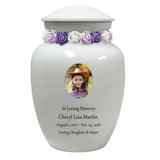 White Child Urn - Free Photo & Engraving - Tribute Wreath™ Option - Fast Shipping